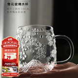 唯铭诺玻璃水杯马克杯女士家用花茶杯带把手耐热咖啡杯子观山底雪花杯