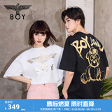 BOY LONDON【范丞丞同款】夏季短袖情侣小熊涂鸦满印潮牌T恤N01019 黑色 L 此款偏大，建议拍小一码