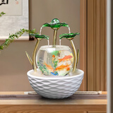 点道（DIANDAO） 家居小型客厅鱼缸流水器电视柜摆件陶瓷喷泉办公室桌面加湿器 升级版218005绿色叶子+雾化器