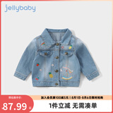 JELLYBABY【女童牛仔外套】春季童装新款儿童外套宝宝牛仔衣 牛仔蓝 110