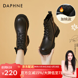 达芙妮（DAPHNE）小短靴女马丁靴英伦风厚底秋冬季2023新款秋季单靴百搭复古六孔 黑色【加绒】 38 标准码