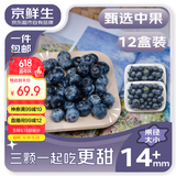 京鲜生 国产蓝莓 12盒14mm+装 125g/盒 生鲜水果 源头直发 包邮