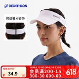 迪卡侬（DECATHLON）空顶帽男女夏天遮阳帽太阳帽鸭舌帽户外运动帽跑步帽子RUNC 新款白色-可调节松紧带款 新空顶帽松紧带（建议头围50-62厘米）