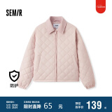 森马（Semir）棉服女灯芯绒翻领菱形格复古2024冬三防宽松轻薄棉衣109724112007