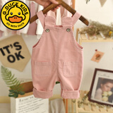 G.DUCKKIDS儿童背带裤2023春季新品宝宝百搭女童牛仔长裤春中小童连衣裤韩版 单裤ear粉色 80 cm适合身高70-80cm年龄1-1.5岁