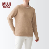无印良品 MUJI 女式 含牦牛绒骆驼绒圆领毛衣 长袖针织衫秋 冬季 米色 M -L(165/88A)