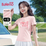 班尼路（Baleno）正肩紧身短袖T恤女2025年夏季圆领修身显瘦可爱百搭时尚气质上衣