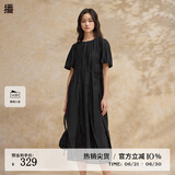 播流光气质连衣裙女2024夏季新款收腰优雅法式茶歇裙DDR2LD5781 K40玄黑 S