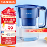 苏泊尔过滤净水器 家用滤水壶 自来水过滤器净水壶家用多重精滤厨房净水器滤水器J-UF03 净水壶UF03【一壶二芯】