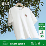 森马（Semir）【多彩凉感T】短袖t恤女夏中长款宽松舒适刺绣上衣109324100007