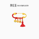 潮宏基足金黄金转运珠S925别针定价 好事发生 QQG30000215 生日礼物