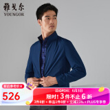 雅戈尔（YOUNGOR）单夹克男立领短款单茄克高端棉男士上衣外套 蓝绿VJJK419960GQA L 175/96A