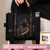 大英博物馆埃及包盖亚安德森猫刺绣单肩包斜挎大容量送女生日新婚毕业礼物 黑色
