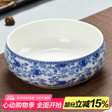 瓷牌茗粗陶特大号茶洗陶瓷青花瓷水洗碗杯笔洗玻璃茶杯碗水盂功夫茶具茶道配件栽种水植花盆果盆 陶瓷花香牡丹茶洗-中（8英寸）