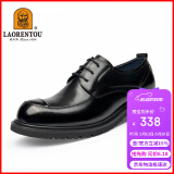 老人头（LAORENTOU）皮鞋男头层皮大头鞋经典商务皮鞋厚底正装皮鞋 522010119 黑 38