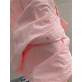 【纯色百搭】纯棉衬衫女翻领长袖宽松好看上衣休闲衬衣夏多色可选 粉色 M