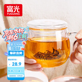 富光花茶杯 男女士茶水分离杯子 双层办公泡茶玻璃杯带把高硼硅水杯