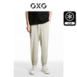 GXG男装 冰丝提花休闲裤凉感运动束脚长裤 24夏季 卡其色 170/M