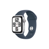 Apple Watch SE  智能手表GPS款40毫米银色铝金属表壳风暴蓝色运动型表带M/L 健康电话手表MRE23CH/A