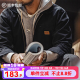 马登工装星际穿越底特律猎装夹克男春季J001美式帆布巴恩风翻领外套 黑色 XL