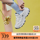斯凯奇（Skechers）女鞋小白熊休闲鞋子厚底增高百搭运动软底老爹鞋99999863 白色/海军蓝色/WNV 40