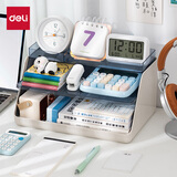 得力（deli）【高颜值】得力(deli)3层桌面文件盘 分层文件框收纳 labubu盲盒摆件储物盒化妆品置物架 XDM34灰