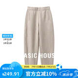 Basic House/百家好加厚加绒休闲裤女秋冬香蕉裤奶奶裤保暖百搭宽松显瘦新款 燕麦色 M 100-110斤