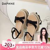 达芙妮（DAPHNE）凉鞋女一字带厚底沙滩女鞋2025夏季新款平底舒适休闲单鞋罗马鞋女 黑色 跟高4cm 39