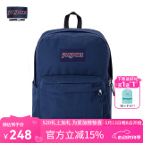 JANSPORT杰斯伯双肩包男旅行背书包电脑包女休闲学生校园情侣 4QUE003海军蓝/藏青色-侧袋+隔层