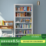 豫正豫正家用学生现代简约书籍馆多层落地置物架钢制简易图书馆书架 珍珠白单面六层2米高1m长主架