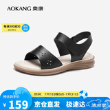 奥康（Aokang）妈妈鞋凉鞋夏季百搭舒适软底女凉鞋平底女鞋1224821023黑37码