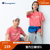 Champion夏季经典款印花草写LOGO圆领休闲运动T恤无性别冠军短袖男女情侣 粉红色(偏薄） L