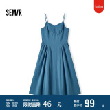 森马连衣裙女显瘦V领吊带裙年收腰裙子礼服简约长裙107424114025