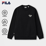 斐乐（FILA）官方男子加绒保暖卫衣秋冬季时尚休闲简约圆领套头衫长袖上衣男装 【加绒】正黑色-BK M