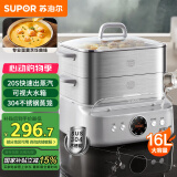 苏泊尔（SUPOR）电蒸锅 多功能家用蒸包子蒸鱼 智能预约电热锅 16升不锈钢双层蒸笼多用途锅ZN30FC881