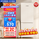 HYUNDAI（韩国现代）大容量双开门二门冰箱 家用中型小型电冰箱冷冻冷藏租房宿舍节能省电 203L白【日销过百+店铺主推】