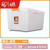 爱丽思（IRIS） 特大号收纳箱透明塑料搬家箱衣服收纳盒子衣物整理箱子储物盒 *橙色把手/透明 单个装 38L 长55*宽40*高24
