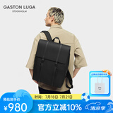 GASTON LUGA原创潮牌背包男双肩包皮大容量男女电脑包书包防水旅行商务出差 典雅黑16英寸