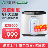 德达【中德合资】家用制氧机吸氧机老人氧气机非呼吸机仪家庭便携小型 负离子尊享款Q2L[双倍制氧+雾化+遥控]