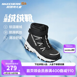 Skechers斯凯奇儿童绒绒靴雪地靴保暖男童棉鞋防寒加绒高帮女童靴660092L 男童/黑色/白色/BKW 32