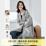 梵希蔓含绵羊毛西装式呢大衣女秋冬高级感双排扣长款过膝毛呢外套 50690 灰色 M