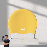 361°游泳帽男女士成人防水大号护耳舒适不勒头专业硅胶训练泳帽 黄色