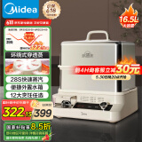 美的（Midea）穿透蒸电蒸锅16.5L双层大容量多功能锅 外置加水预约保温多用途锅不锈钢ZGC302352【采销力荐】