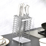 伊莱家刀具架304不锈钢刀架刀座 台面放菜刀架子 插刀盒厨房收纳置物架 斜型刀架