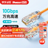 PANDUIT 泛达超六类细网线CAT6A类跳线家用电脑宽带POE监控万兆高速成品线 赤茶橘 3米