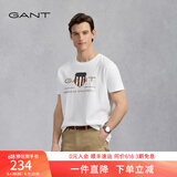GANT/甘特【100%棉】男女情侣款学院风美式休闲圆领短袖重磅T恤 110白色 XL