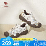 骆驼（CAMEL）经典丑萌鞋女时尚撞色户外休闲鞋 L24S469647A 米/银/咖 37