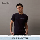 Calvin Klein Jeans夏季男女情侣中性年轻ck多色印花透气修身短袖T恤J320931 CHW-深邃蓝 XL （推荐160-175斤）