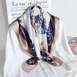 达芬奇密码新品真丝丝巾女桑蚕丝大方巾春秋百搭妈妈款披肩教师节礼物礼盒装 宫廷马车 宝蓝