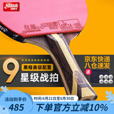 红双喜（DHS）乒乓球拍9星级专业比赛级黑檀木碳素底板狂飙3高档乒乓球拍单拍 九星级横拍H9002【含礼包】